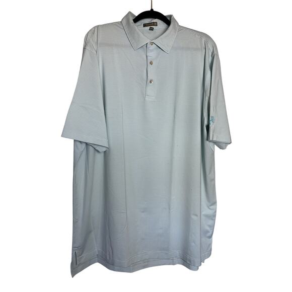 Peter Millar | Summer Comfort Baby Blue & White Stripe Polo Shirt Size XXL - Picture 2 of 9